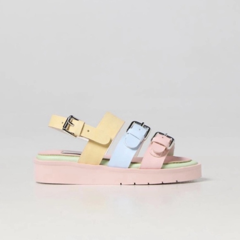 STELLA MCCARTNEY GIRLS COLORBLOCK STRAPPY SANDALS
